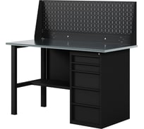 Верстак-стол BLACK с одинарной перфопанелью и ящиками, 1400 мм GREENBERG VERSTAK_BLACK_Y1_Р1_1400