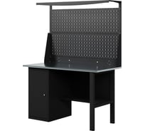 Верстак-стол BLACK с двойной перфопанелью и тумбой, 1400 мм GREENBERG VERSTAK_BLACK_Т1_ P2_1400