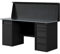 Верстак-стол с тумбой с ящиками и тумбой/ящик с перфопанелью, 2000 мм GREENBERG BLACK VERSTAK_BLACK_WY_P_2000