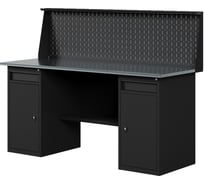 Верстак-стол с двумя тумбами/ящик с перфопанелью, 1800 мм GREENBERG BLACK VERSTAK_BLACK_W2_P_1800