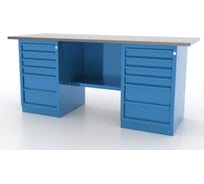 Верстак 2-тумбовый FERRUM, 2 тумбы с 6 ящиками,  столешница оцинкованная 01.266L-G5015