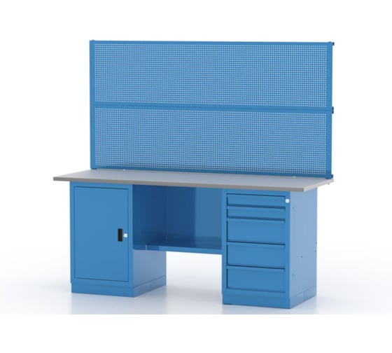 Верстак 2-тумбовый FERRUM тумба с дверью, тумба с 5 ящиками, с перф. панелями 01.205L/2-5015