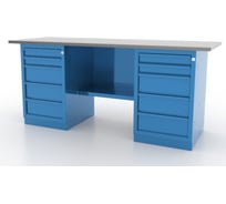 Верстак 2-тумб., 2 тумбы c 5 ящиками, стол. оцинк. FERRUM, 01.255L-G5015