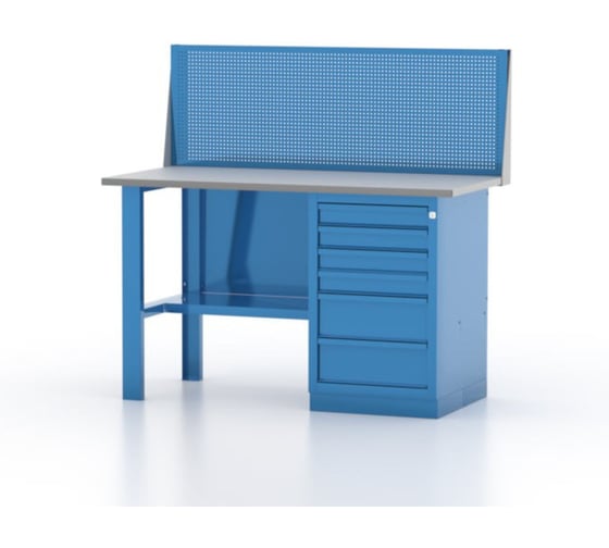 Верстак 1-тумбовый FERRUM тумба с 6 ящиками, с перф. панелью и кронштейнами 01.106L/1-5015