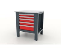 Верстак FERRUM Premium 745х650х850h мм, Столешница оцинкованная фанера 30 мм, Тумба с 5 ящиками 11.115-7016/3000