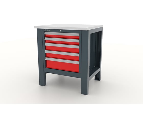 Верстак FERRUM Premium 745х650х850h мм, Столешница оцинкованная фанера 30 мм, Тумба с 5 ящиками 11.115-7016/3000