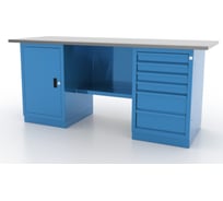 Верстак 2-тумбовый FERRUM, тумба с дверцей, тумба с 6 ящиками,  столешница оцинкованная 01.206L-G5015