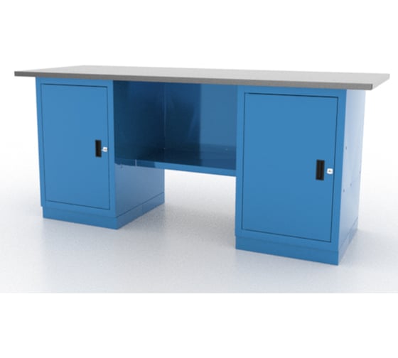 Верстак 2-тумбовый FERRUM 2 тумбы с дверцей, столешница оцинкованная 01.200L-G5015