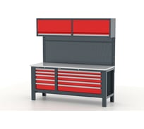 Верстак  FERRUM Premium 1880х640х850h мм, Столешница оцинкованная фанера 30 мм, Тумбы с 5 ящиками 11.4159/3-7016/3000