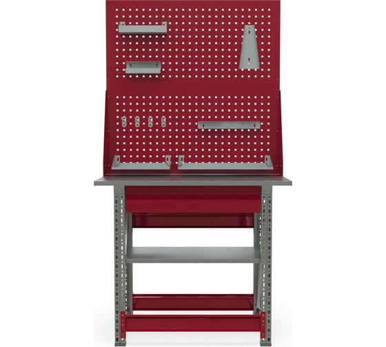 Верстак слесарный IRONMEBEL Ворк компакт 1000 (ZN) с полкой, ящиком, двойным экраном и аксессуарами M-WRKCT.1000(ZN).F_F_112-KIT