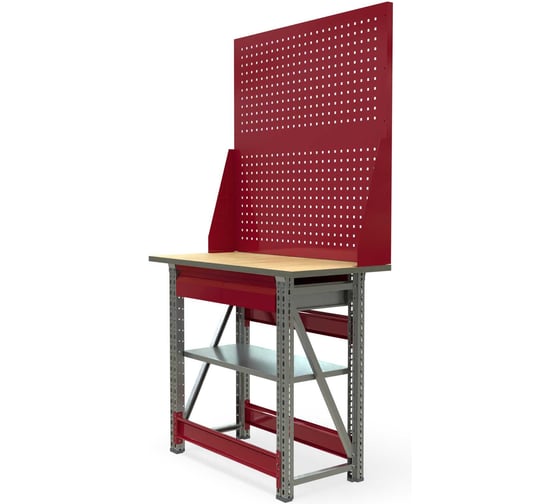 Верстак слесарный IRONMEBEL Ворк компакт 1000 с полкой, ящиком и двойным экраном M-WRKCT.1000.F_F_112