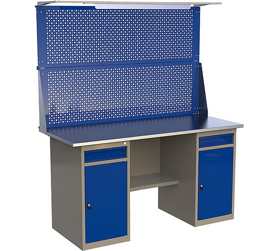 Двухтумбовый верстак HONEYCOMB MasterLine ML1/ML1 с экраном 1800 и освещением M-ХML1ML1MDCE1800ос