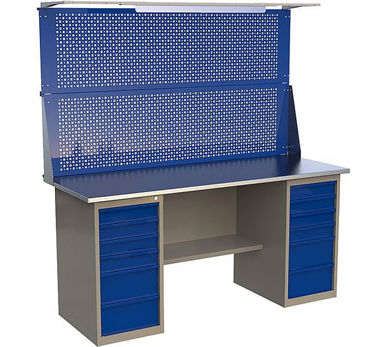 Двухтумбовый верстак HONEYCOMB MasterLine ML6/ML6 с экраном 1600 и освещением M-ХML6ML6MDCE1600ос