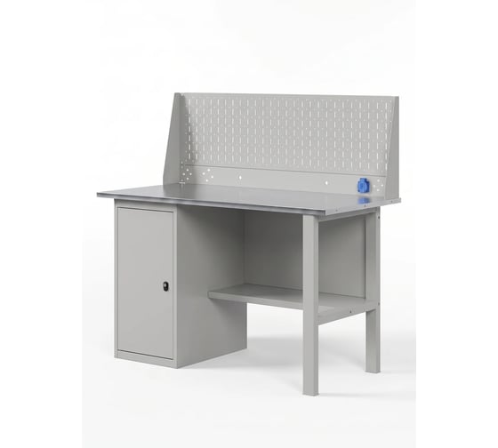 Верстак-стол с перфопанелью одинарной GREENBERG SILVER с тумбой 1200мм VERSTAK_SILVER_Т1_P1_1200