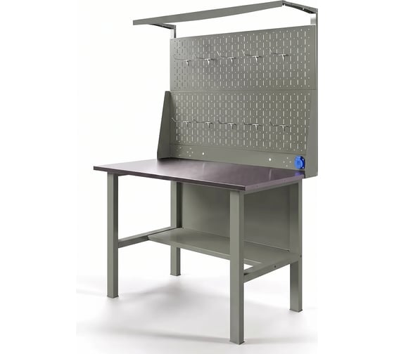 Верстак-стол без тумб GREENBERG OLIVE с перфопанелью двойной 1200мм VERSTAK_OLIVE_T0_P2_1200