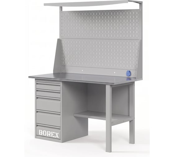 Верстак-стол с перфопанелью двойной GREENBERG SILVER с ящиками 1200мм VERSTAK_SILVER_Y1_Р2_1200