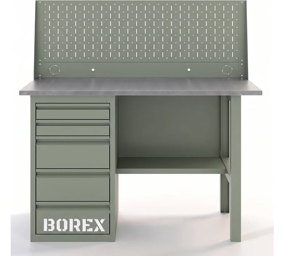 Верстак-стол с перфопанелью одинарной GREENBERG OLIVE с ящиками 1200мм VERSTAK_OLIVE_Y1_Р1_1200
