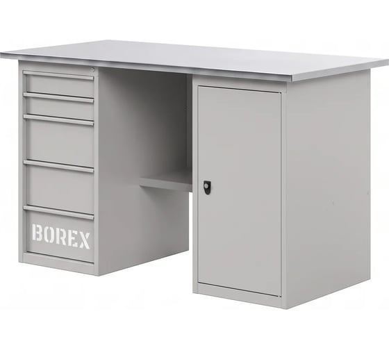 Верстак-стол с тумбой GREENBERG SILVER и ящиками 1400мм VERSTAK_SILVER_ТY_1400