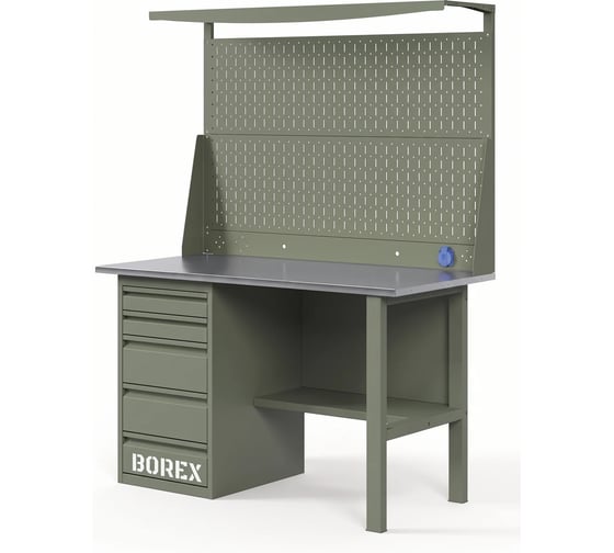 Верстак-стол с перфопанелью двойной GREENBERG OLIVE с ящиками 1200мм VERSTAK_OLIVE_Y1_Р2_1200