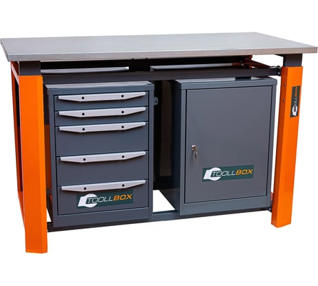 Двухтумбовый верстак Toollbox с регулируемой столешницей серии TBP1500 (TB0-TB5)