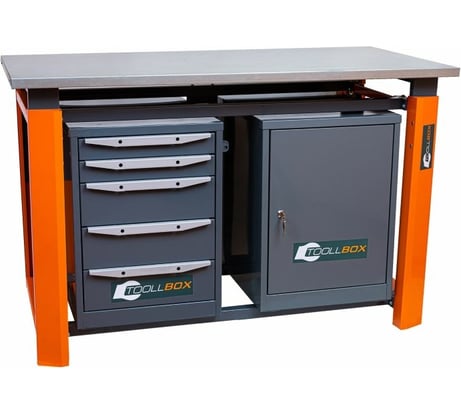 Двухтумбовый верстак Toollbox с регулируемой столешницей серии TBP1800 (TB0-TB5)