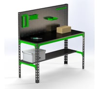 Металлический стол Metalex 750x1400x500 + перфопанель с комплектом аксессуаров SMMPRIA751450