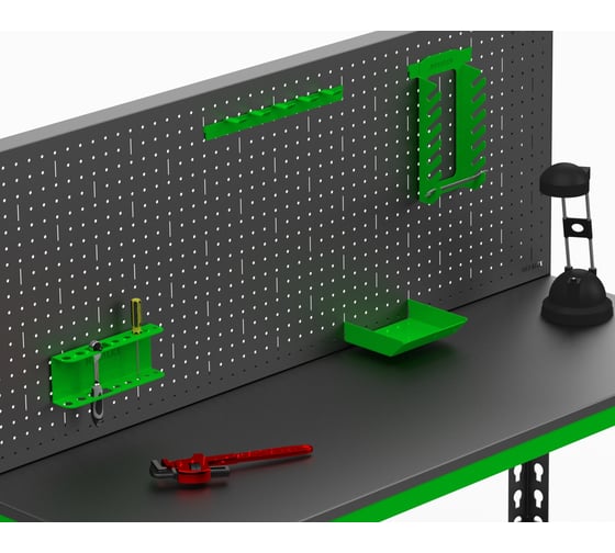 Стол-верстак 950x1200x500 (одна полка) + перфопанель с комплектом аксессуаров SVPIPRIA951250