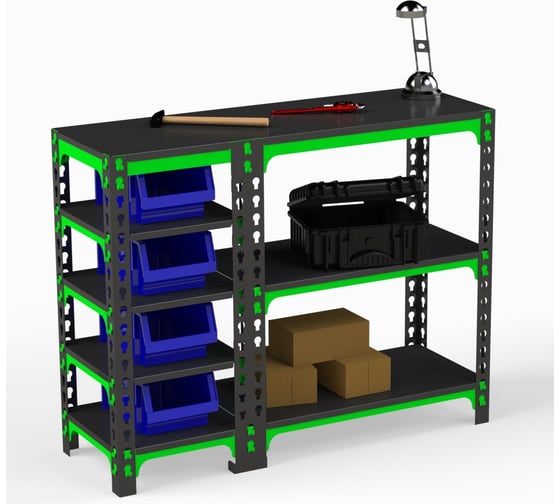 Стол-верстак ООО Металекс 950x1700x600 с боковыми полками SVBP951760