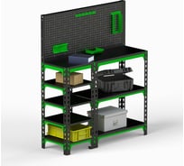 Стол-верстак ООО Металекс 950x1300x600 мм, с боковыми полками, перфопанелью и комплектом аксессуаров SVBPPRIA951260 SVBPPRIA951360
