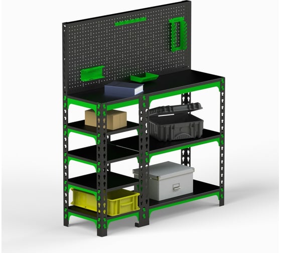Стол-верстак ООО Металекс 950x1300x600 мм, с боковыми полками, перфопанелью и комплектом аксессуаров SVBPPRIA951260 SVBPPRIA951360 1