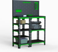 Стол-верстак ООО Металекс 950x1000x500 мм, с боковыми полками, перфопанелью и комплектом аксессуаров SVBPPRIA951050