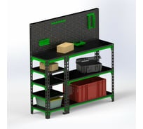 Стол-верстак ООО Металекс 950x1400x500 мм, с боковыми полками, перфопанелью и комплектом аксессуаров SVBPPRIA951450