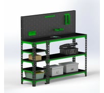 Стол-верстак ООО Металекс 950x1800x400 мм, с боковыми полками, перфопанелью и комплектом аксессуаров SVBPPRIA951840