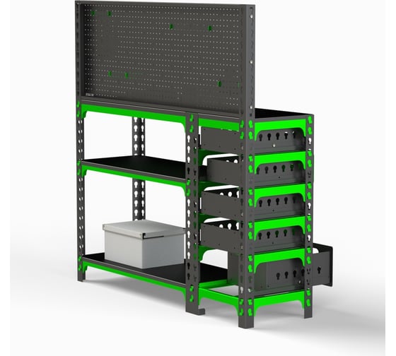 Стол-верстак Metalex c одной тумбой + перфопанель 950x1600x400 мм SVTIP951640
