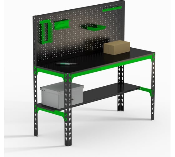 Металлический стол Metalex 750x1300x400 + перфопанель с комплектом аксессуаров SMMPRIA751340 1