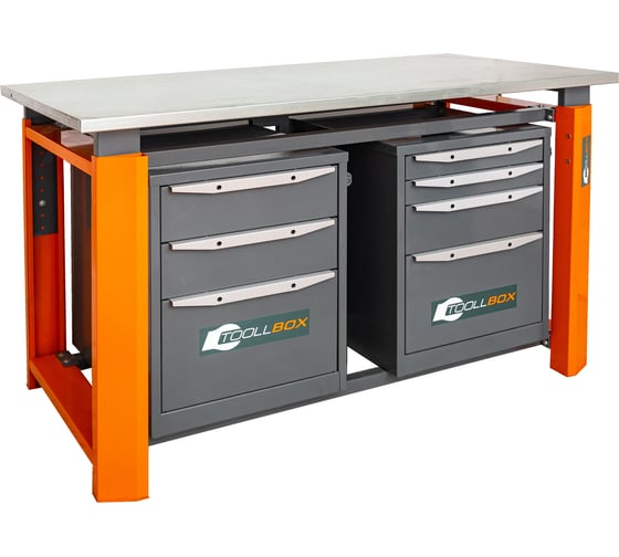 Двухтумбовый верстак Toollbox с регулируемой столешницей серии TBP1500 (TB3-TB4)