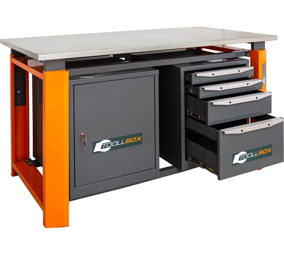 Двухтумбовый верстак Toollbox с регулируемой столешницей серии TBP1500 (TB0-TB4)