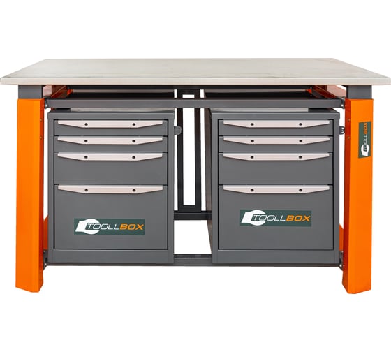 Двухтумбовый верстак Toollbox с регулируемой столешницей серии TBP1500 (TB4-TB4)