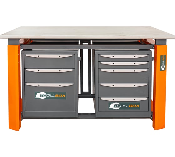 Двухтумбовый верстак Toollbox с регулируемой столешницей серии TBP1500 (TB3-TB5)