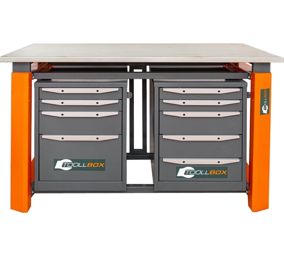 Двухтумбовый верстак Toollbox с регулируемой столешницей серии TBP1500 (TB4-TB5) 1