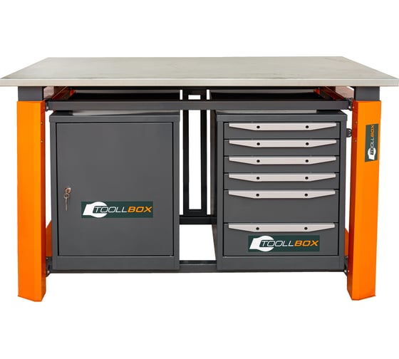 Двухтумбовый верстак Toollbox с регулируемой столешницей серии TBP1500 (TB0-TB6)