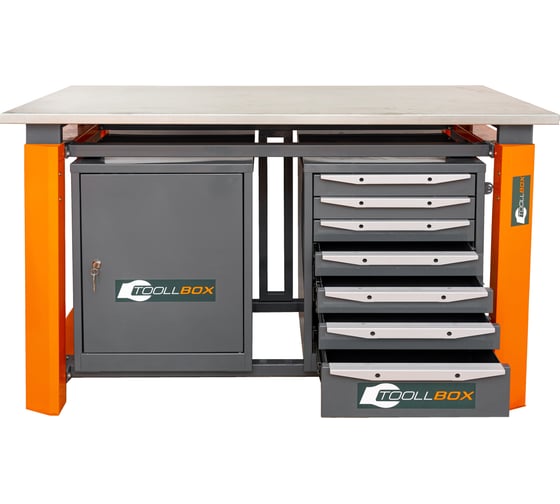 Двухтумбовый верстак Toollbox с регулируемой столешницей серии TBP1500 (TB0-TB7)