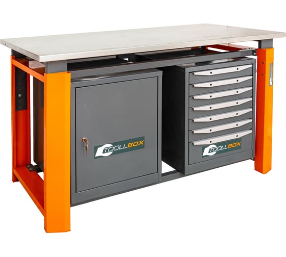 Двухтумбовый верстак Toollbox с регулируемой столешницей серии TBP1500 (TB0-TB7)
