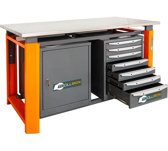 Двухтумбовый верстак Toollbox с регулируемой столешницей серии TBP1500 (TB0-TB7)