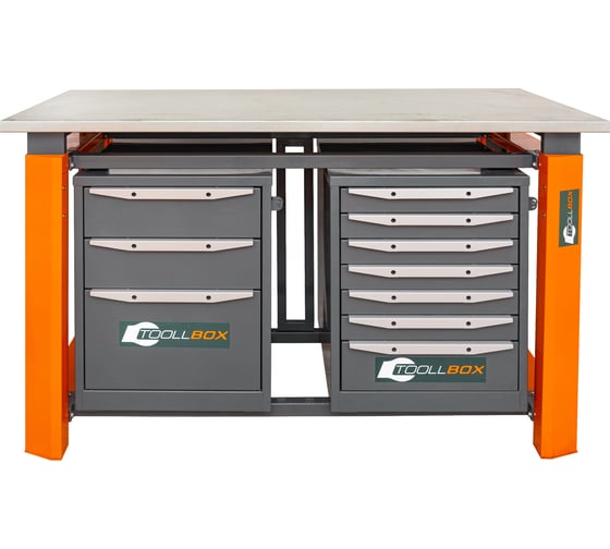 Двухтумбовый верстак Toollbox с регулируемой столешницей серии TBP1500 (TB3-TB7) 1