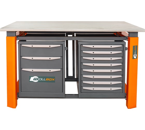 Двухтумбовый верстак Toollbox с регулируемой столешницей серии TBP1500 (TB3-TB8) 1