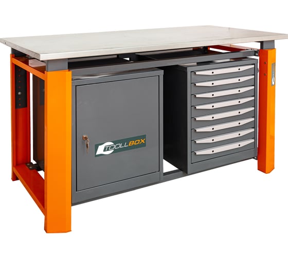 Двухтумбовый верстак Toollbox с регулируемой столешницей серии TBP1500 (TB0-TB8)