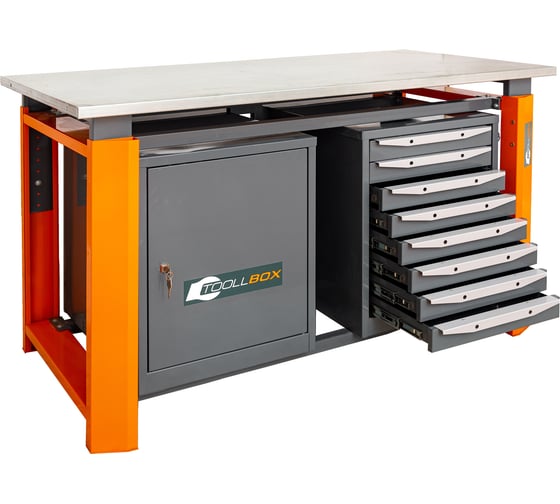 Двухтумбовый верстак Toollbox с регулируемой столешницей серии TBP1500 (TB0-TB8)