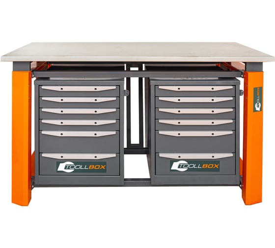 Двухтумбовый верстак Toollbox с регулируемой столешницей серии TBP1500 (TB6-TB6) 1