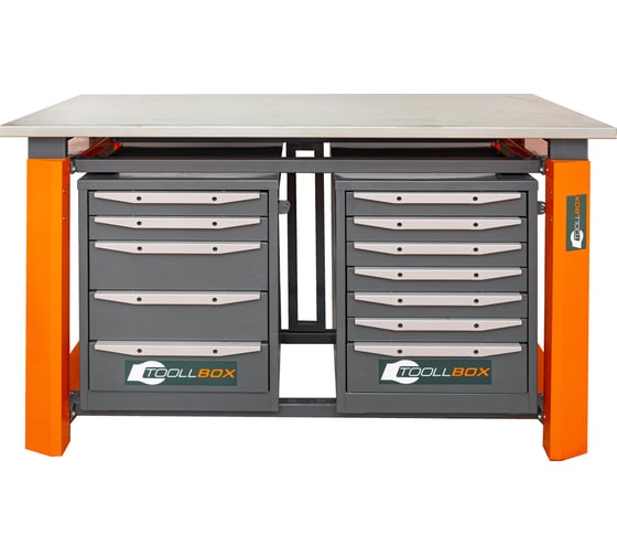 Двухтумбовый верстак Toollbox с регулируемой столешницей серии TBP1500 (TB5-TB7)